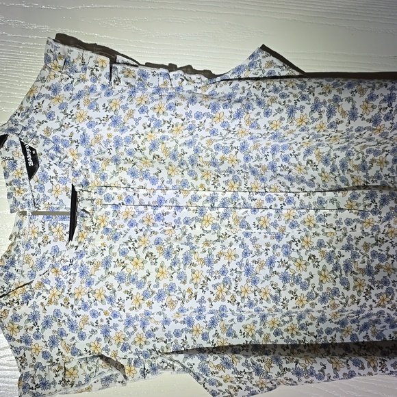 Allegra K XL ruffle neck flutter sleeve floral top - Picture 2 of 6